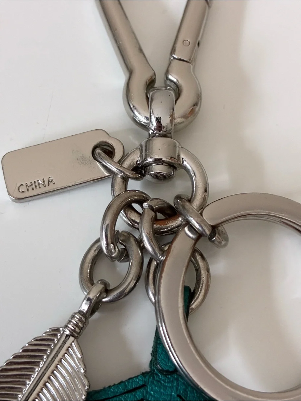 Coach Multi Feather Bag Charm, Turquoise / Silver, 64129